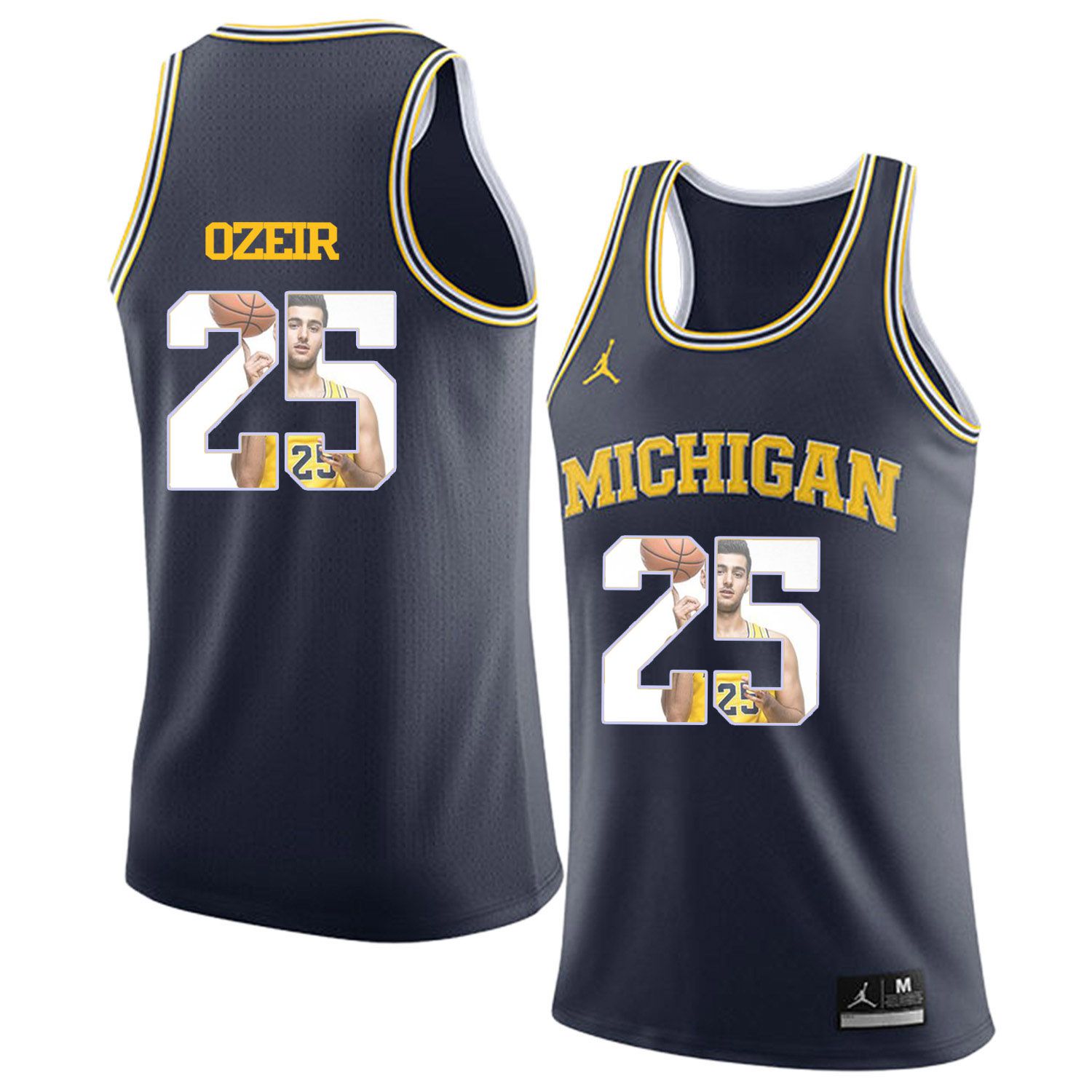 Men Jordan University of Michigan Basketball Navy #25 Ozeir Fashion Edition Customized NCAA Jerseys->customized ncaa jersey->Custom Jersey